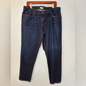 Eileen Fisher Dark Wash High Rise Tapered Straight Jeans 14